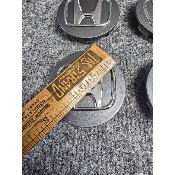 (4)Honda OEM Dark Gray Plastic 2 3/4" 2.75" Center Cap Hub Dust Cover PS+PPE #66 - Picture 2 of 8